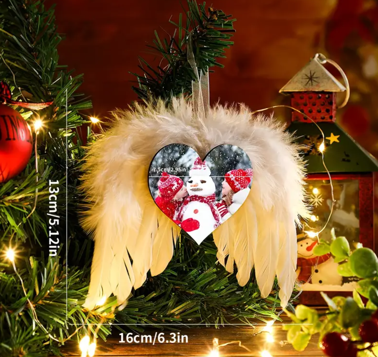 Custom Christmas Tree Ornament With Angel Wings
