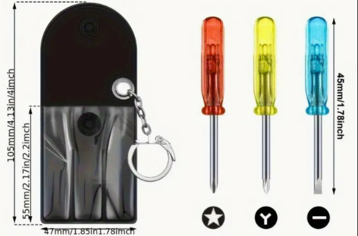 Custom Keychain with Mini Screwdriver Set
