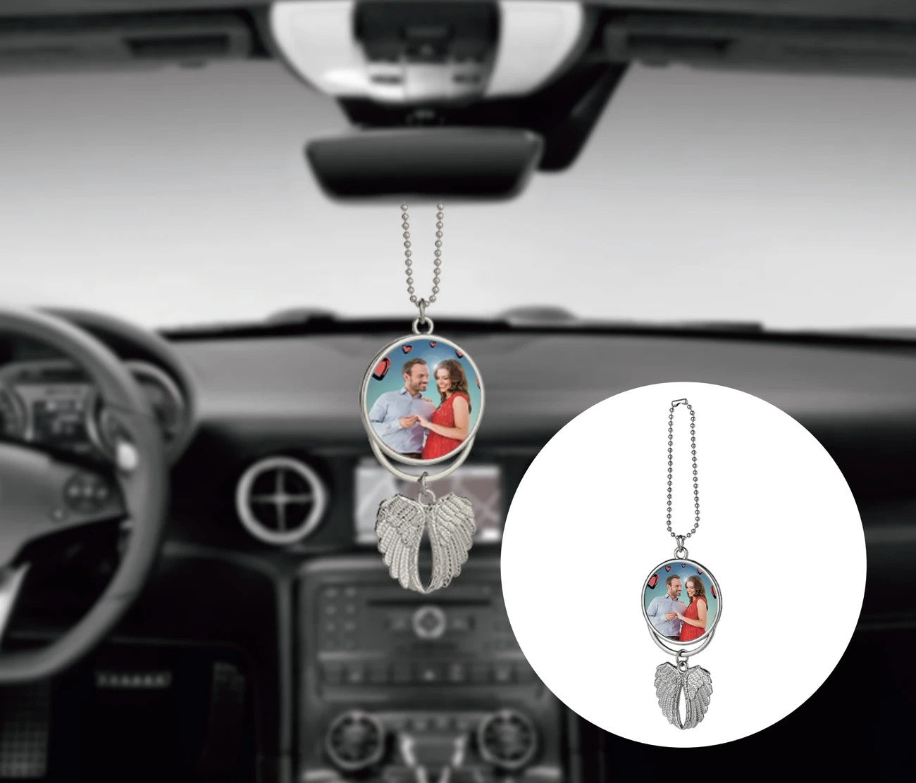 Silver Angel Wing Commemorative Car Pendant