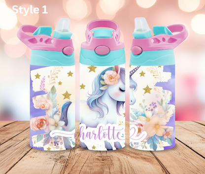 12oz Stainless Steel Tumbler - Personalised Unicorn Collection - Pop Up Spout