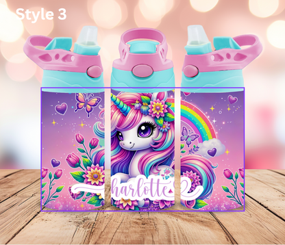12oz Stainless Steel Tumbler - Personalised Unicorn Collection - Pop Up Spout