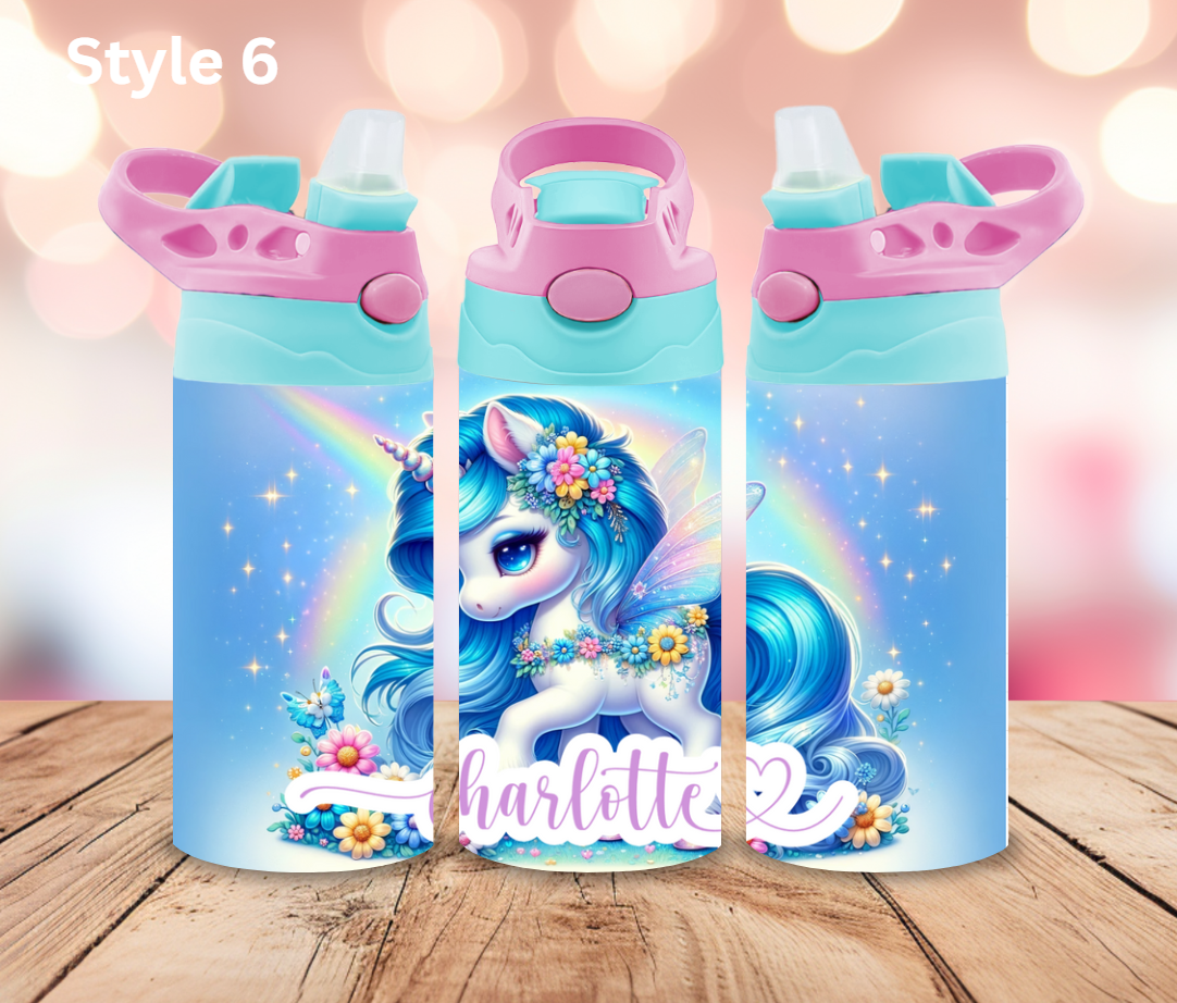 12oz Stainless Steel Tumbler - Personalised Unicorn Collection - Pop Up Spout