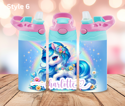 12oz Stainless Steel Tumbler - Personalised Unicorn Collection - Pop Up Spout