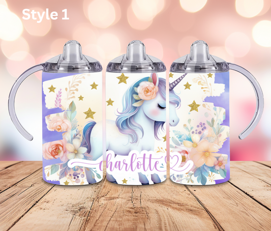 12oz Stainless Steel Tumbler - Personalised Unicorn Collection - Pop Up Spout