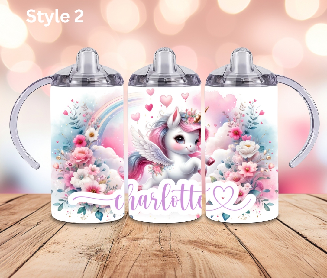 12oz Stainless Steel Tumbler - Personalised Unicorn Collection - Pop Up Spout