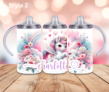 12oz Stainless Steel Tumbler - Personalised Unicorn Collection - Pop Up Spout
