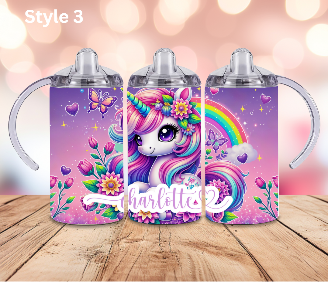 12oz Stainless Steel Tumbler - Personalised Unicorn Collection - Pop Up Spout