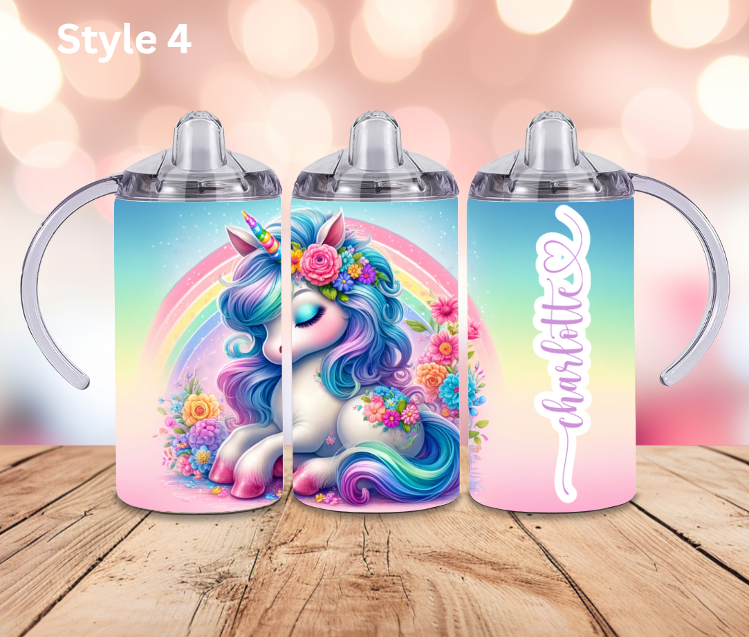12oz Stainless Steel Tumbler - Personalised Unicorn Collection - Pop Up Spout