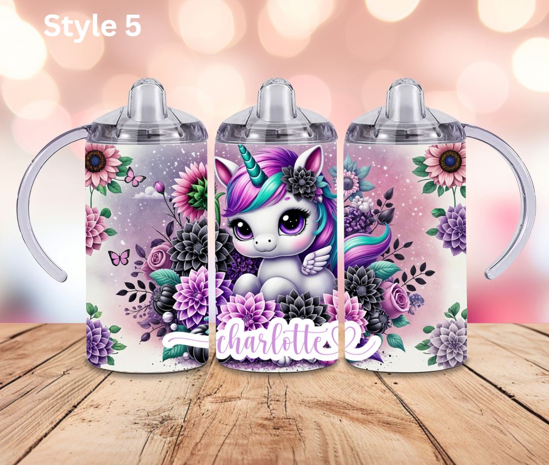 12oz Stainless Steel Tumbler - Personalised Unicorn Collection - Pop Up Spout