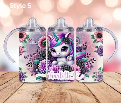 12oz Stainless Steel Tumbler - Personalised Unicorn Collection - Pop Up Spout