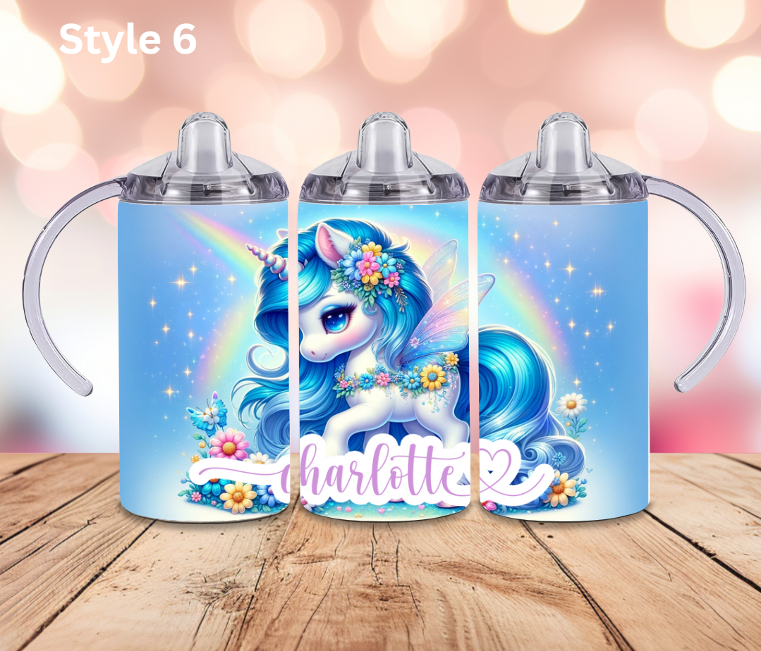 12oz Stainless Steel Tumbler - Personalised Unicorn Collection - Pop Up Spout