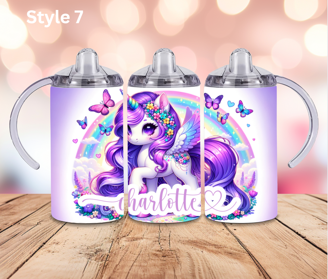 12oz Stainless Steel Tumbler - Personalised Unicorn Collection - Pop Up Spout