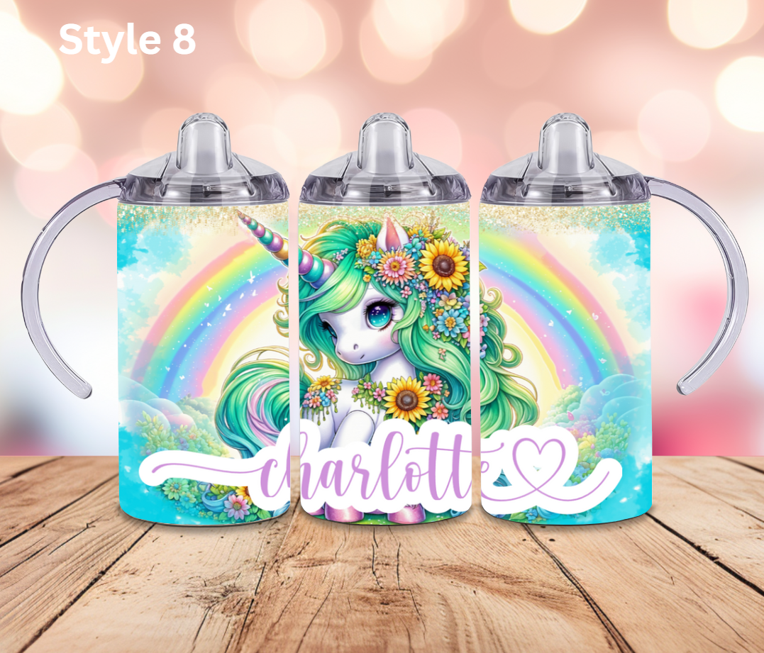 12oz Stainless Steel Tumbler - Personalised Unicorn Collection - Pop Up Spout