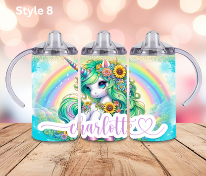 12oz Stainless Steel Tumbler - Personalised Unicorn Collection - Pop Up Spout