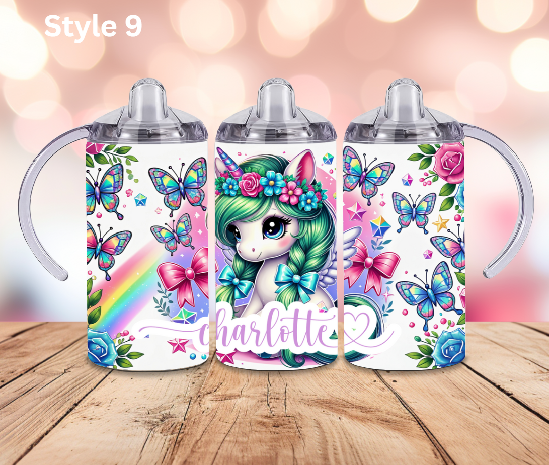 12oz Stainless Steel Tumbler - Personalised Unicorn Collection - Pop Up Spout
