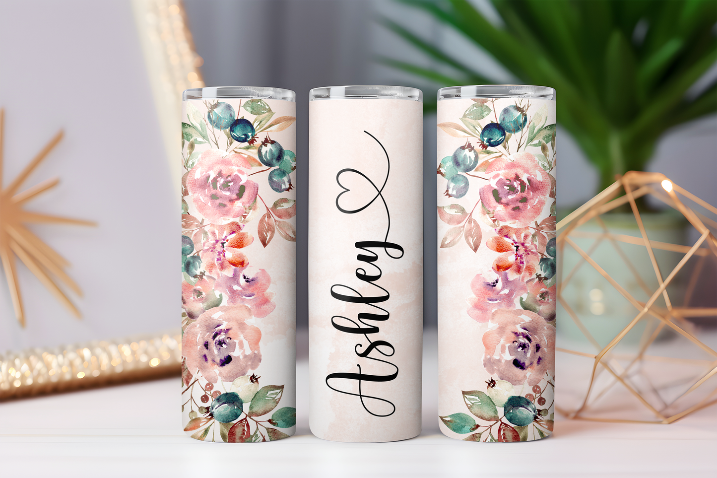 20oz Stainless Steel Tumbler Personalised Flower Collection