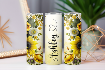 20oz Stainless Steel Tumbler Personalised Flower Collection
