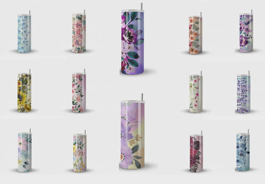 20oz Stainless Steel Tumbler Personalised Flower Collection